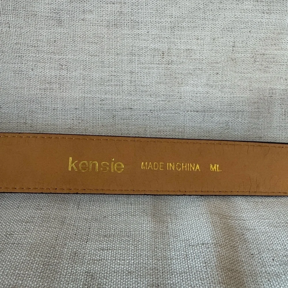 Kensie Black Suede Belt with Scalloped Edges
